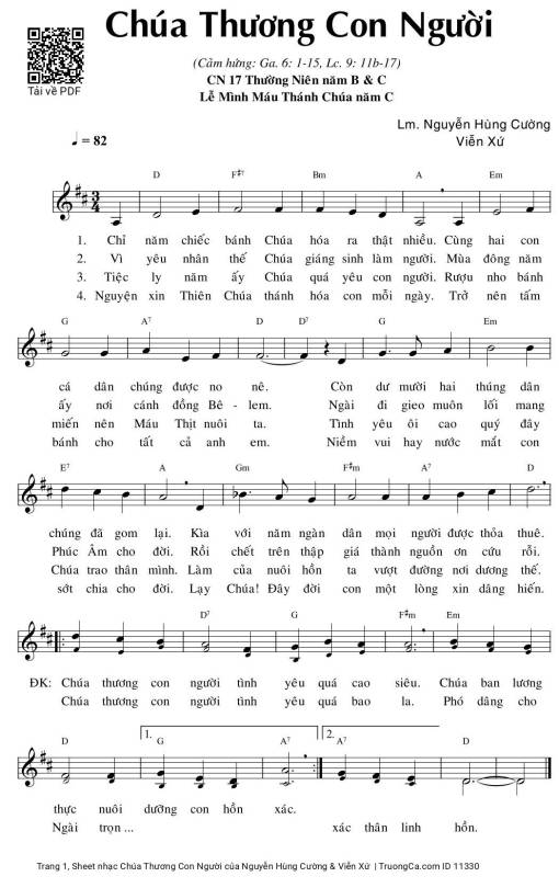 Sheet PDF of Chúa Thương Con Người