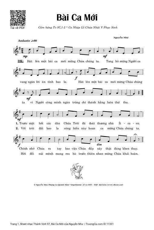 Sheet PDF of Thánh Vịnh 97, Bài Ca Mới