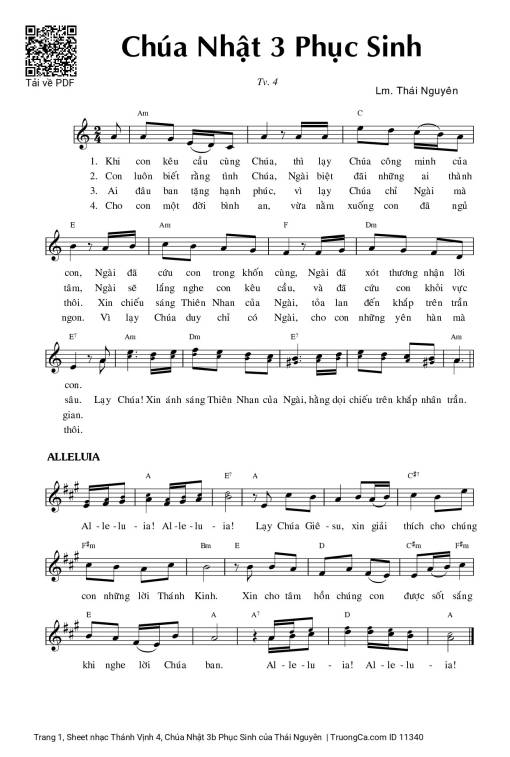 Sheet PDF of Thánh Vịnh 4, Chúa Nhật 3b Phục Sinh