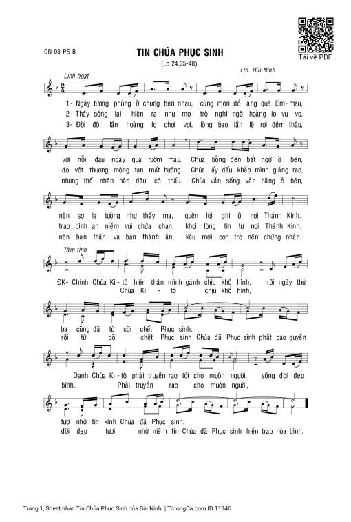 Sheet PDF of Tin Chúa Phục Sinh