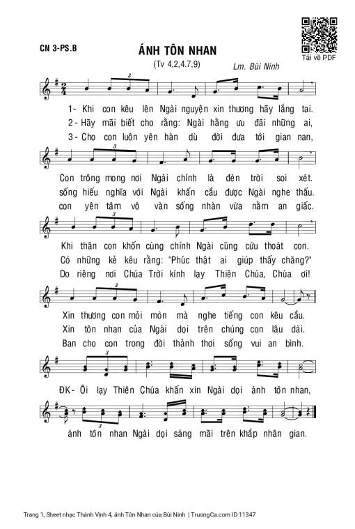 Sheet PDF of Thánh Vịnh 4, ánh Tôn Nhan