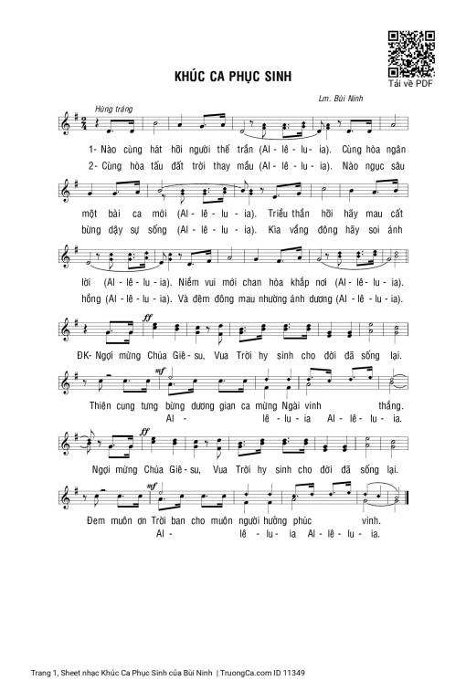 Sheet PDF of Khúc Ca Phục Sinh