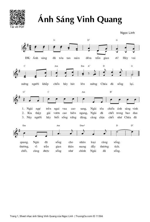 Sheet PDF of ánh Sáng Vinh Quang