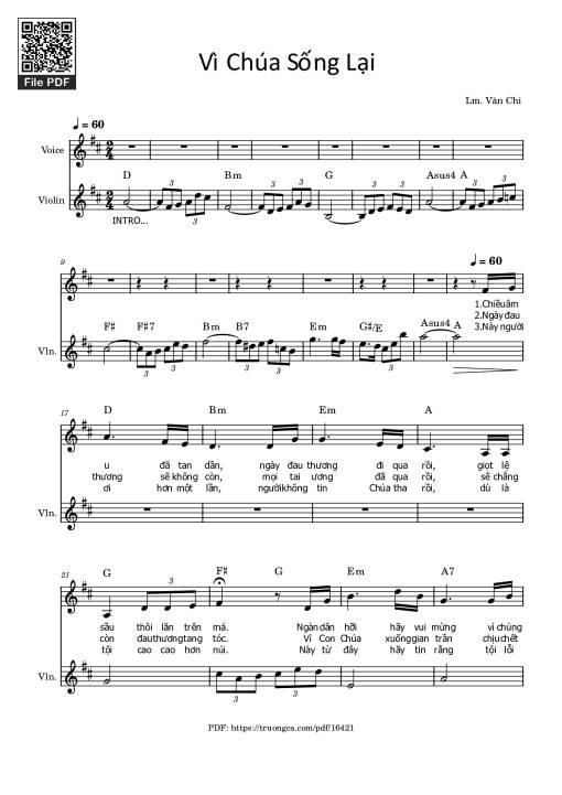 Sheet PDF of Vì Chúa Sống Lại