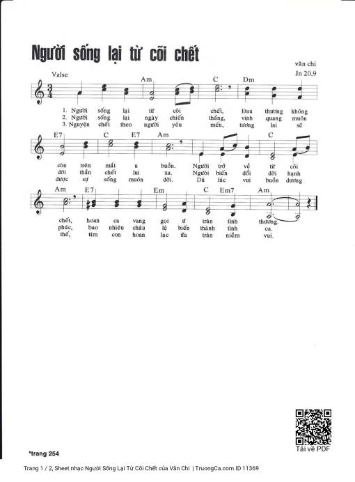 Sheet PDF of Người Sống Lại Từ Cõi Chết
