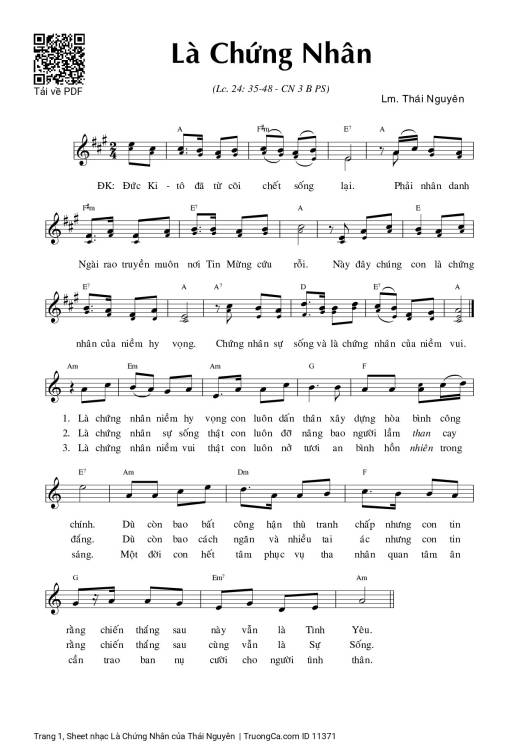 Sheet PDF of Là Chứng Nhân