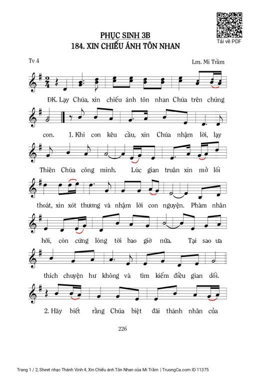 Sheet PDF of Thánh Vịnh 4, Xin Chiếu ánh Tôn Nhan