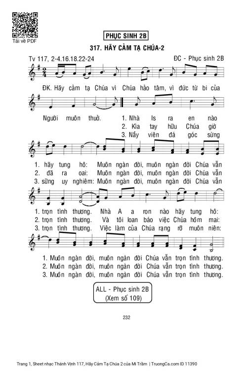 Sheet PDF of Thánh Vịnh 117, Hãy Cảm Tạ Chúa 2