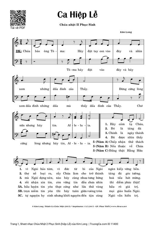 Chúa Nhật 2 Phục Sinh (hiệp Lễ)