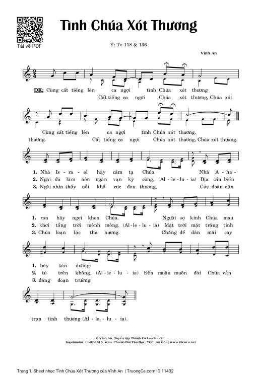 Sheet PDF of Tình Chúa Xót Thương