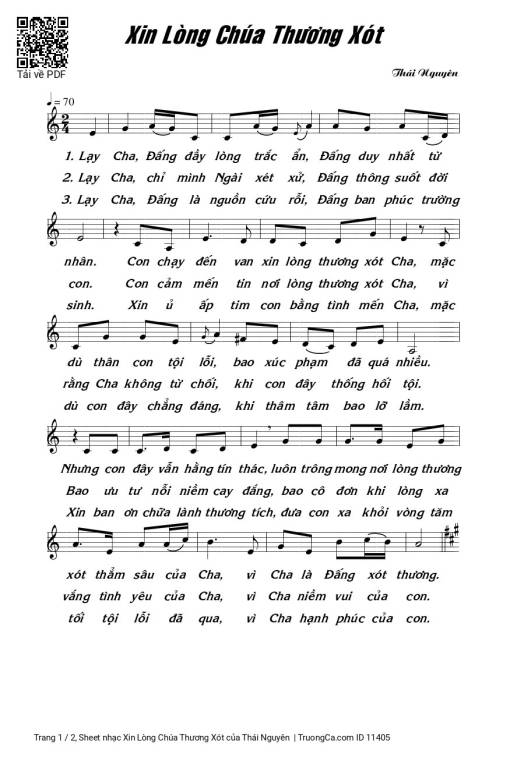 Sheet PDF of Xin Lòng Chúa Thương Xót