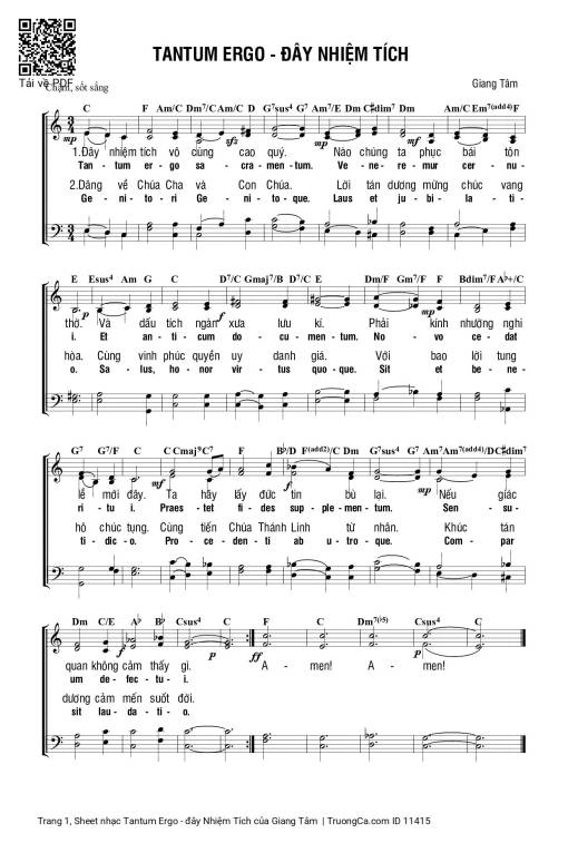 Sheet PDF of Tantum Ergo - đây Nhiệm Tích