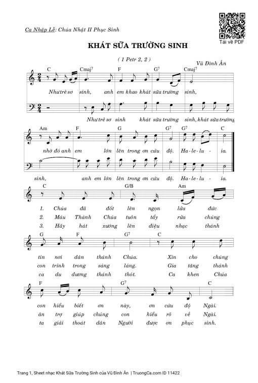 Sheet PDF of Khát Sữa Trường Sinh