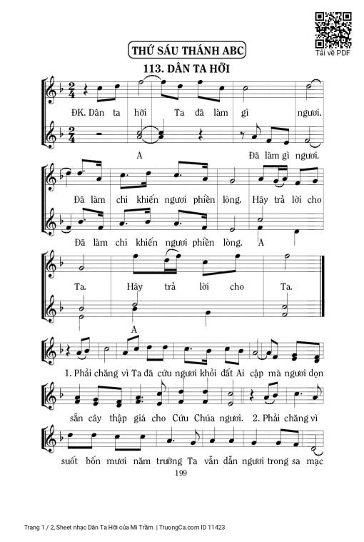 Sheet PDF of Dân Ta Hỡi - Mi Trầm