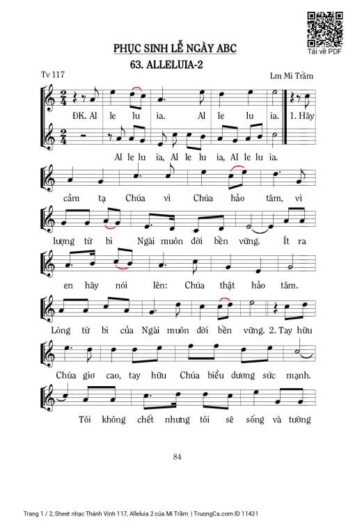 Sheet PDF of Thánh Vịnh 117, Alleluia 2