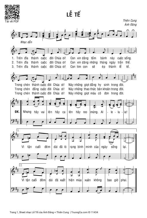 Sheet PDF of Lễ Tế - Ánh Đăng + Thiên Cung