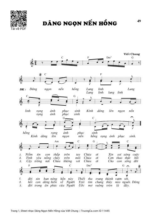 Sheet PDF of Dâng Ngọn Nến Hồng