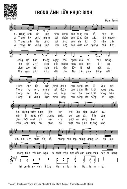 Sheet PDF of Trong ánh Lửa Phục Sinh