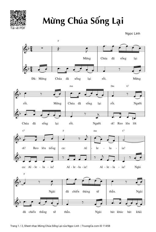 Sheet PDF of Mừng Chúa Sống Lại