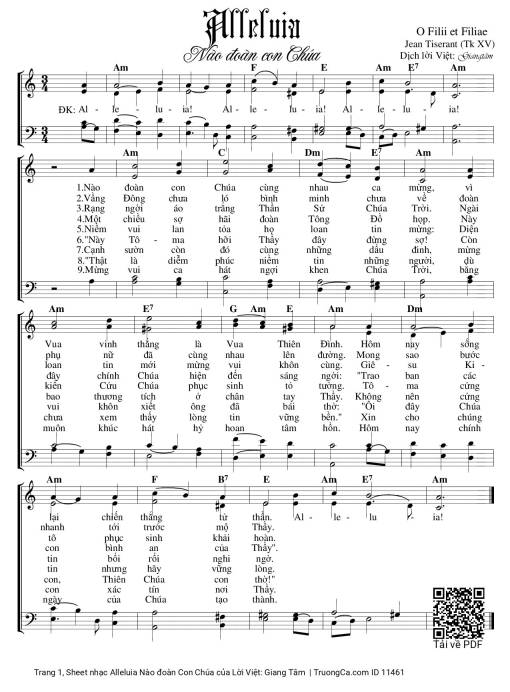 Sheet PDF of Alleluia Nào đoàn Con Chúa