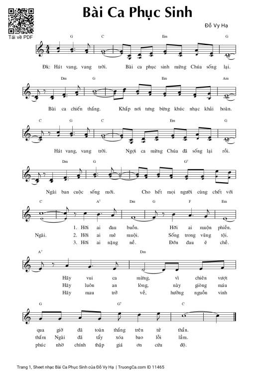 Sheet PDF of Bài Ca Phục Sinh