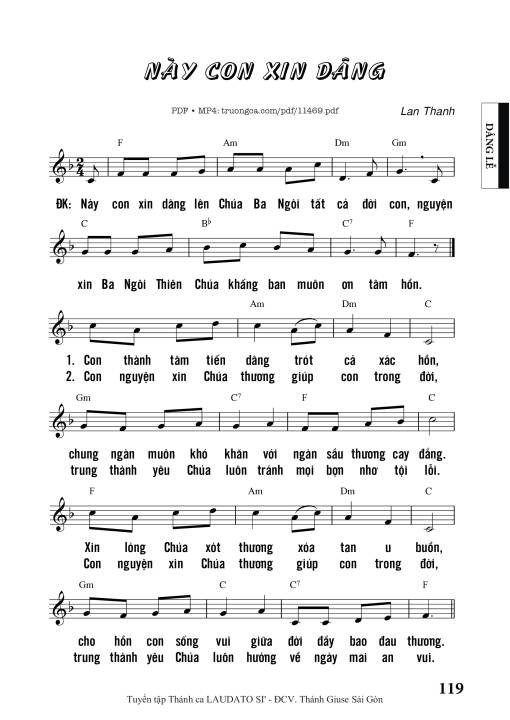 Sheet PDF of Này Con Xin Dâng