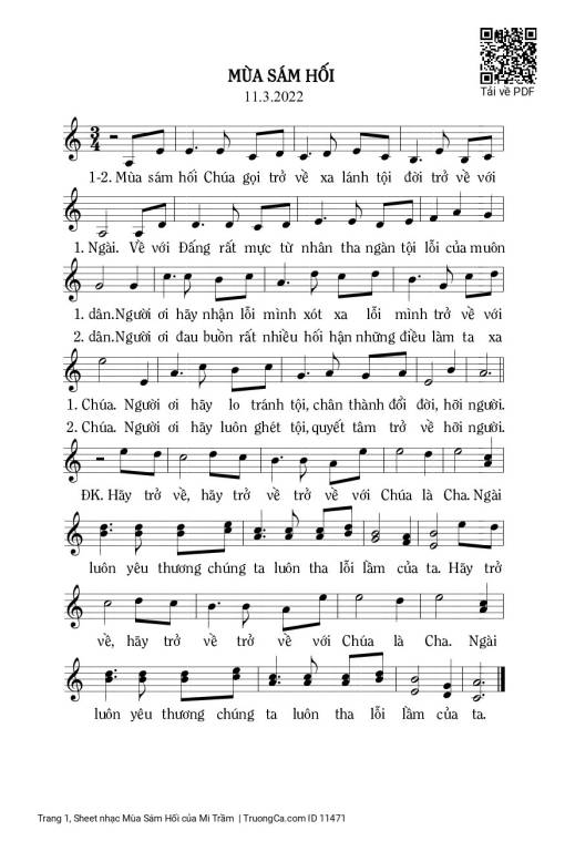 Sheet PDF of Mùa Sám Hối