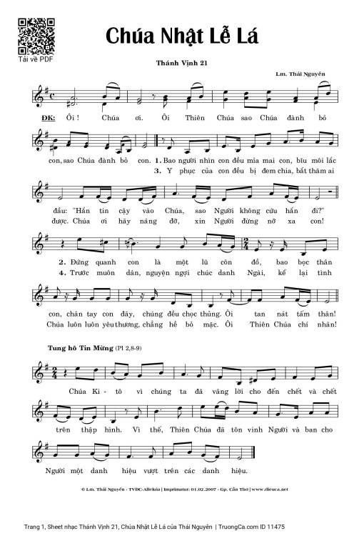 Sheet PDF of Thánh Vịnh 21, Chúa Nhật Lễ Lá