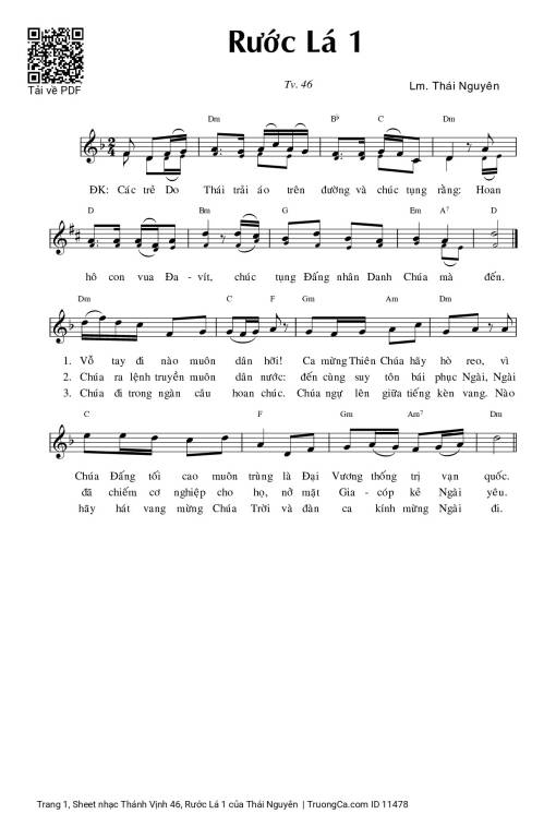 Sheet PDF of Thánh Vịnh 46, Rước Lá 1