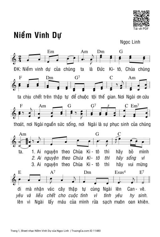 Sheet PDF of Niềm Vinh Dự