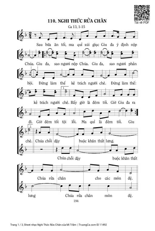 Sheet PDF of Nghi Thức Rửa Chân