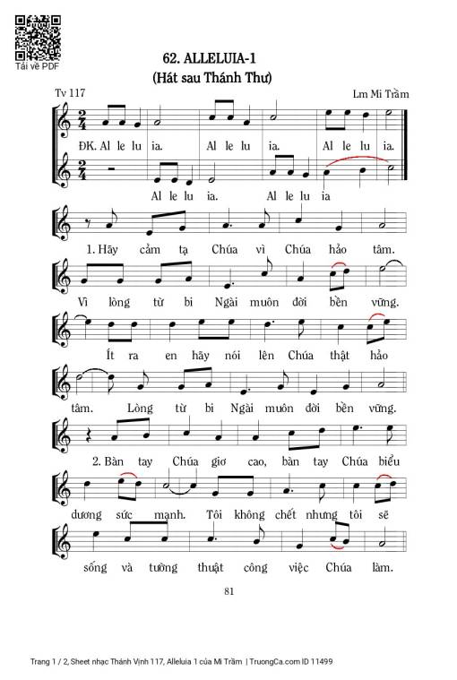 Sheet PDF of Thánh Vịnh 117, Alleluia 1