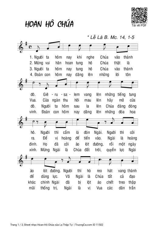 Sheet PDF of Hoan Hô Chúa - La Thập Tự