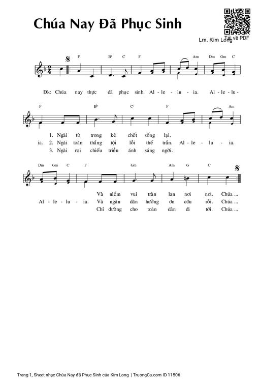 Sheet PDF of Chúa Nay đã Phục Sinh