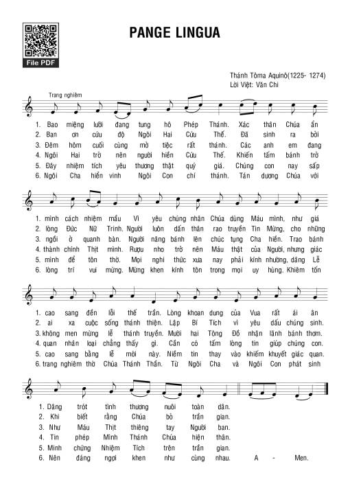 Sheet PDF of Pange Lingua - Văn Chi