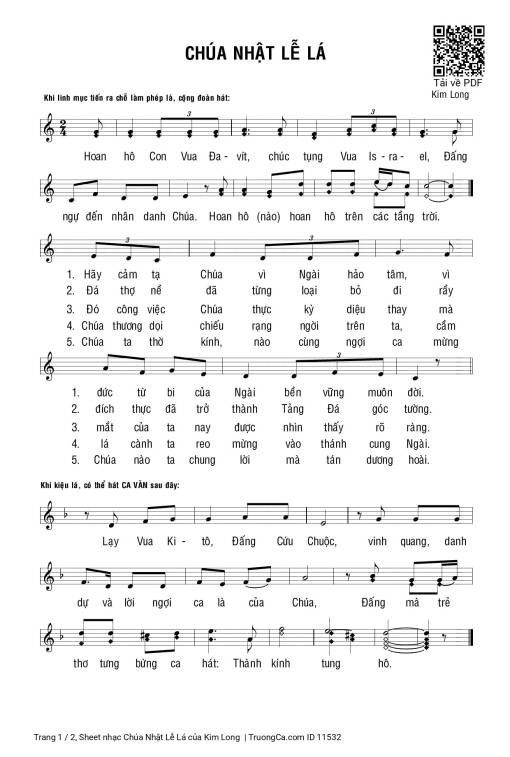 Sheet PDF of Chúa Nhật Lễ Lá