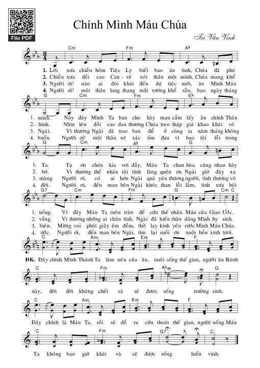 Sheet PDF of Chính Mình Máu Chúa