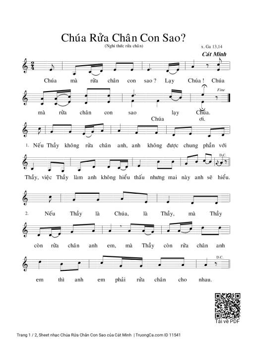 Sheet PDF of Chúa Rửa Chân Con Sao