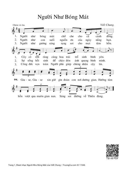 Sheet PDF of Người Như Bóng Mát