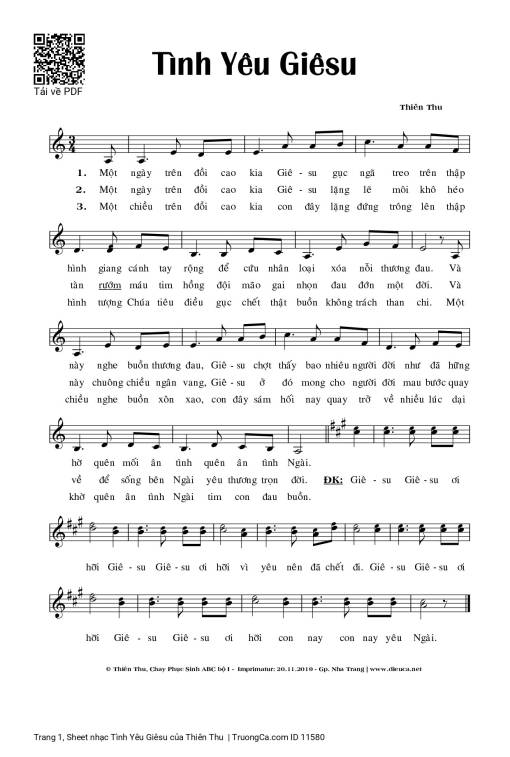 Sheet PDF of Tình Yêu Giêsu