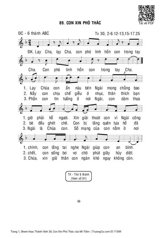 Sheet PDF of Thánh Vịnh 30, Con Xin Phó Thác