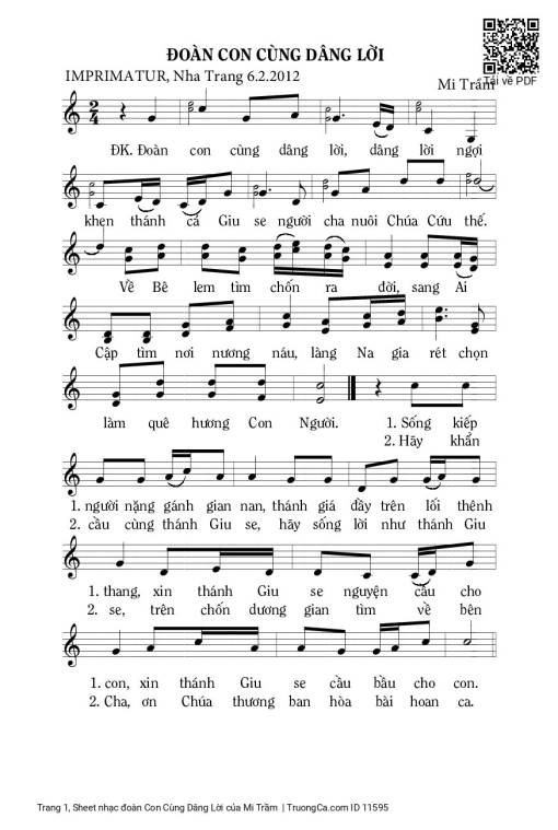 Sheet PDF of đoàn Con Cùng Dâng Lời