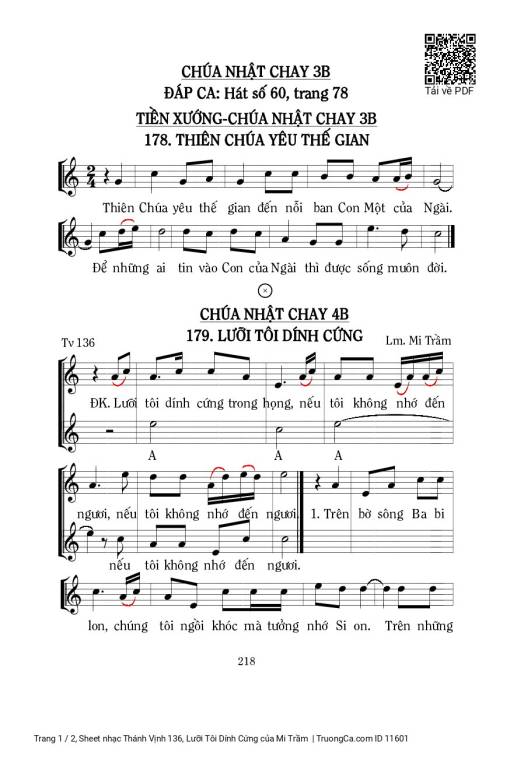 Sheet PDF of Thánh Vịnh 136, Lưỡi Tôi Dính Cứng