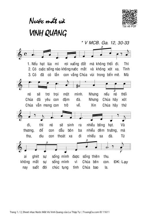 Sheet PDF of Nước Mắt Và Vinh Quang