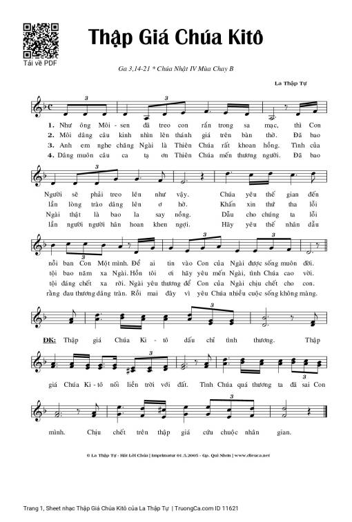 Sheet PDF of Thập Giá Chúa Kitô