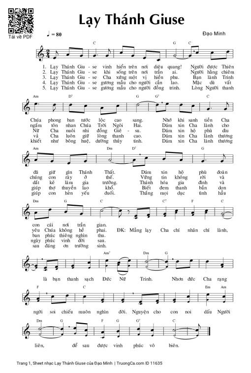 Sheet PDF of Lạy Thánh Giuse