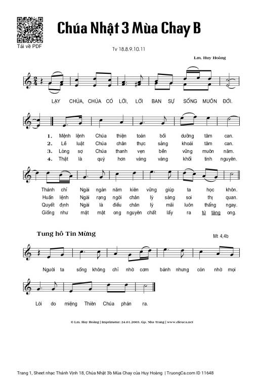 Thánh Vịnh 18, Chúa Nhật 3b Mùa Chay