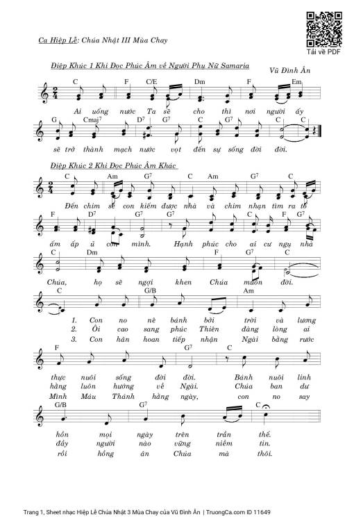 Sheet PDF of Hiệp Lễ Chúa Nhật 3 Mùa Chay