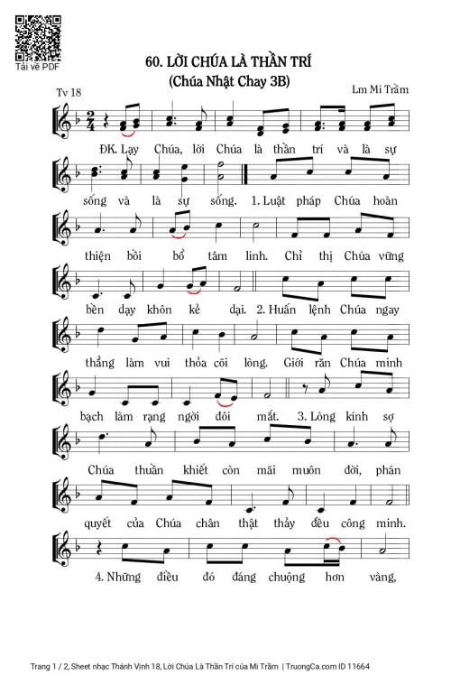 Sheet PDF of Thánh Vịnh 18, Lời Chúa Là Thần Trí