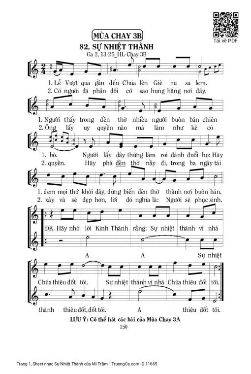 Sheet PDF of Sự Nhiệt Thành